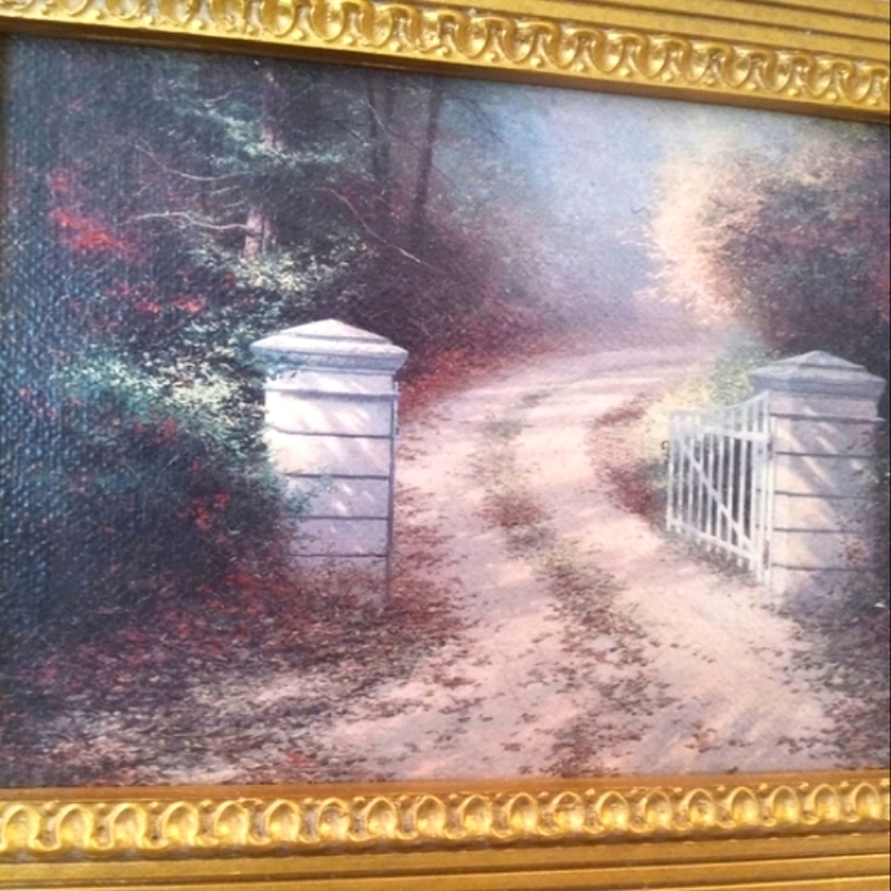 ⚜️ Thomas Kincaid AT THE GATE Gicleé Oil Painting Framed on Canvas  11"×… - Picture 13 of 14